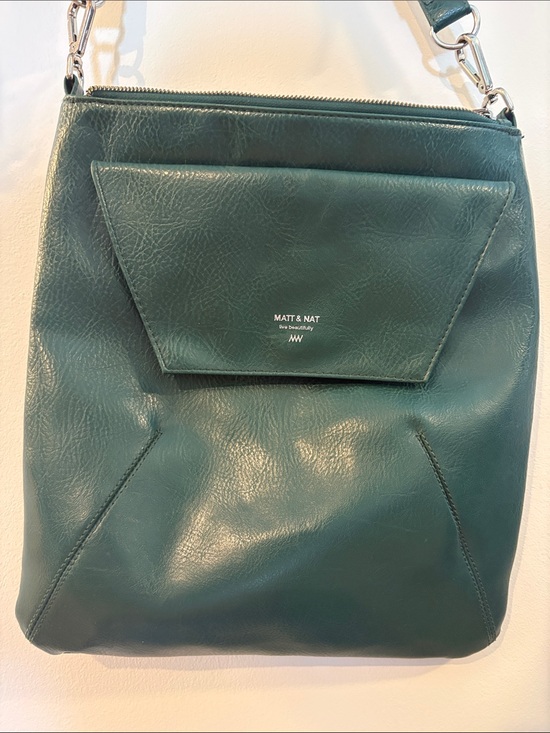 Matt & Nat Handbags - Matt & Nat Deep Green Vegan Leather Crossbody large hobo Bag